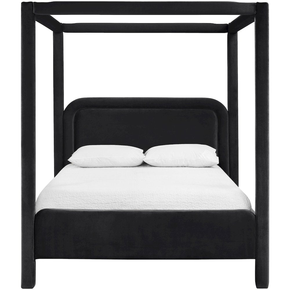 Salina Black Velvet Upholstered Queen Bed