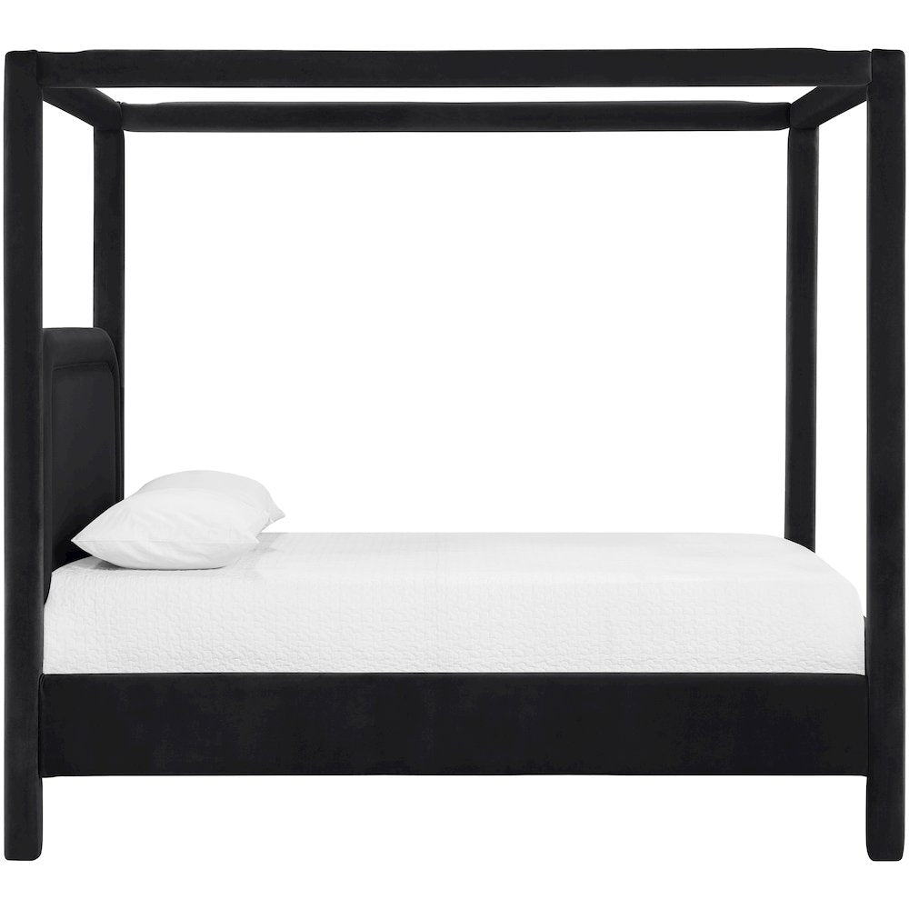 Salina Black Velvet Upholstered Queen Bed