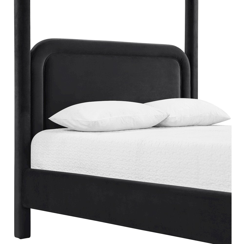 Salina Black Velvet Upholstered Queen Bed