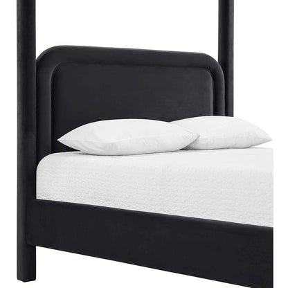 Salina Black Velvet Upholstered Queen Bed