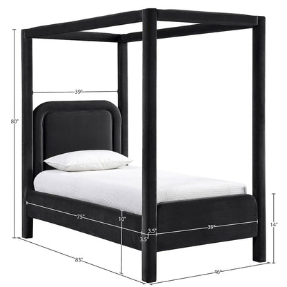 Salina Black Velvet Upholstered Twin Bed