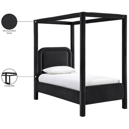Salina Black Velvet Upholstered Twin Bed