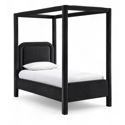 Salina Black Velvet Upholstered Twin Bed