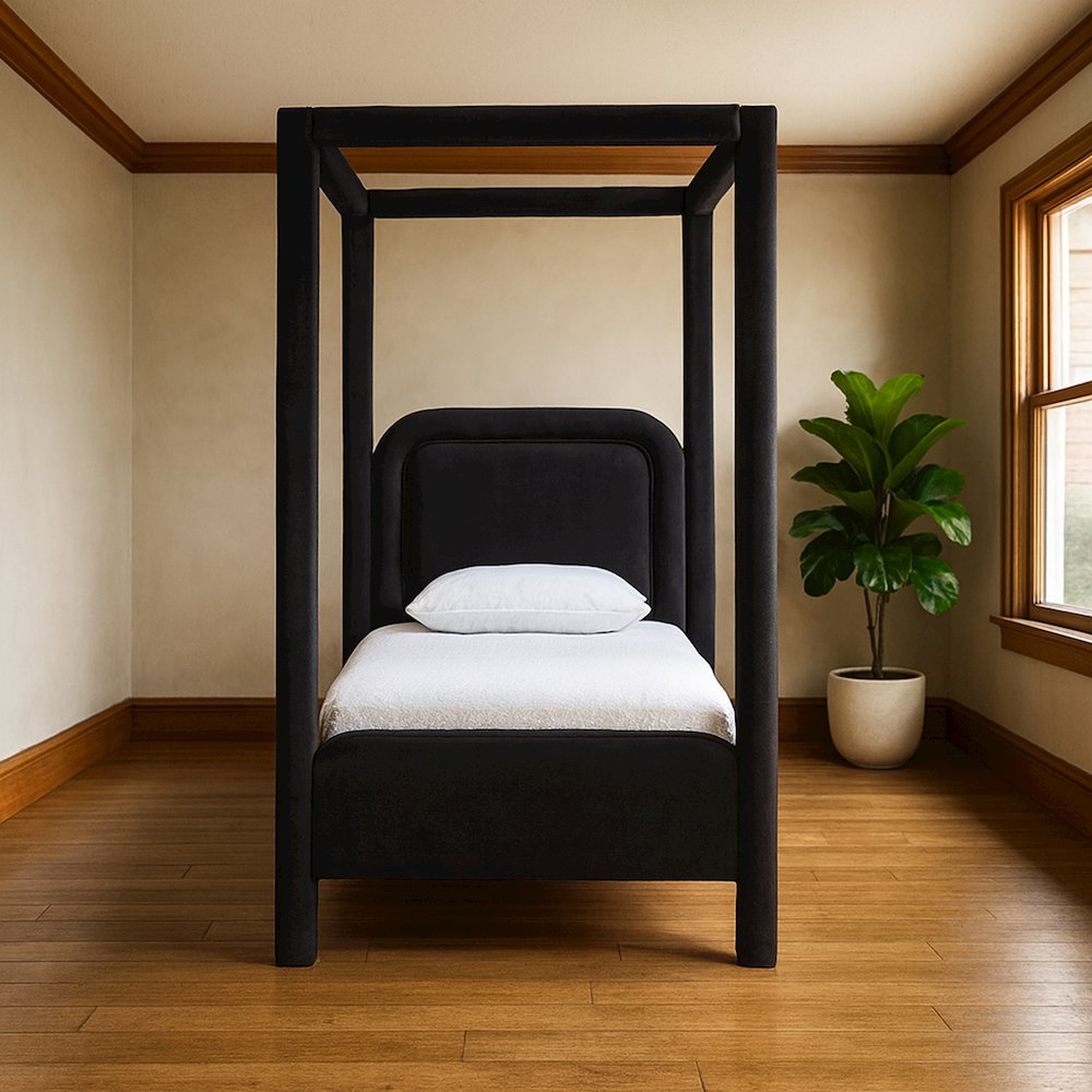 Salina Black Velvet Upholstered Twin Bed