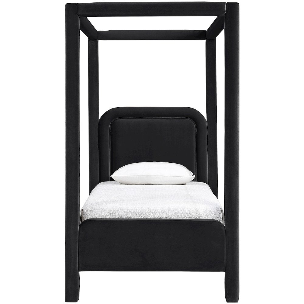 Salina Black Velvet Upholstered Twin Bed