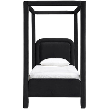 Salina Black Velvet Upholstered Twin Bed