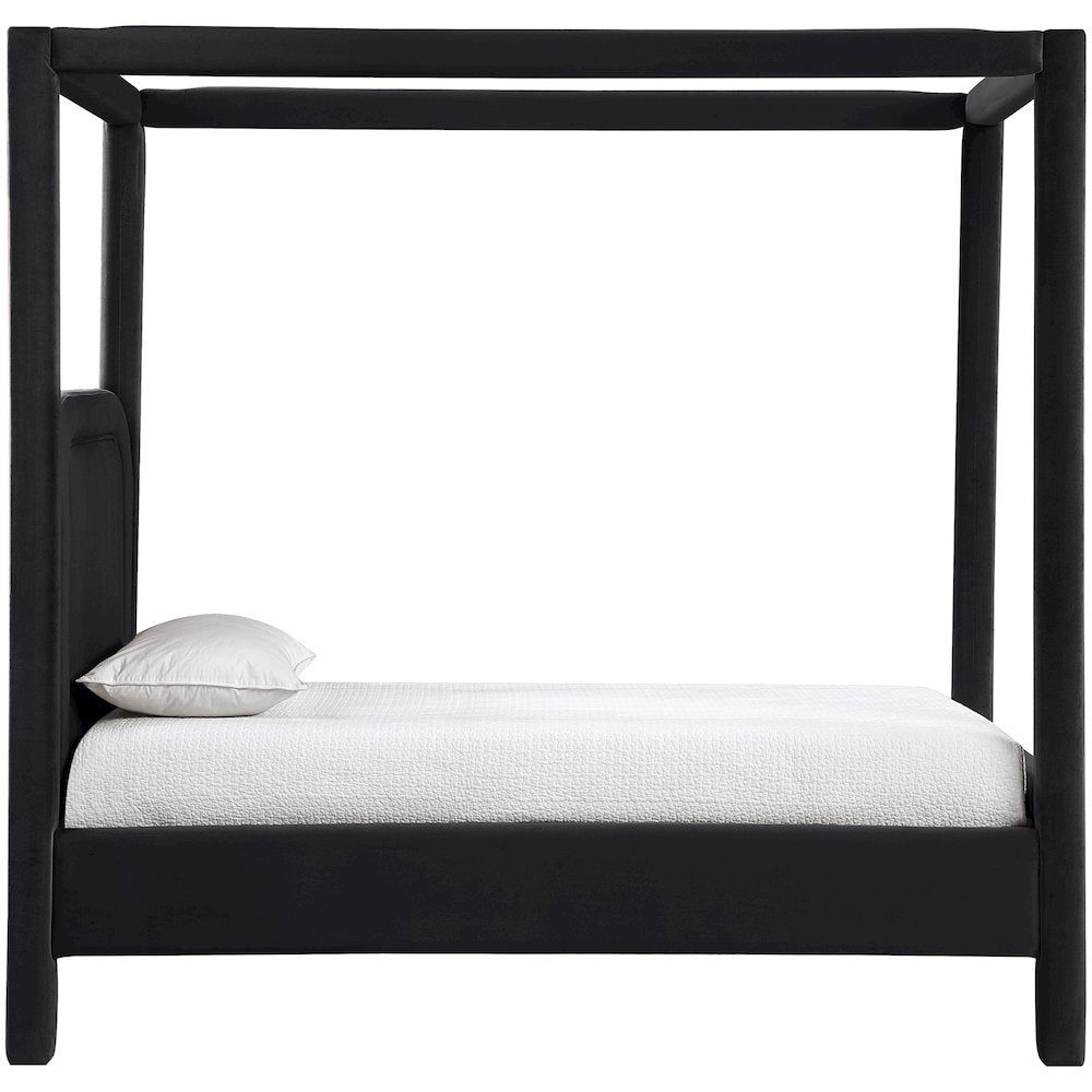 Salina Black Velvet Upholstered Twin Bed