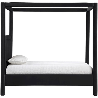 Salina Black Velvet Upholstered Twin Bed