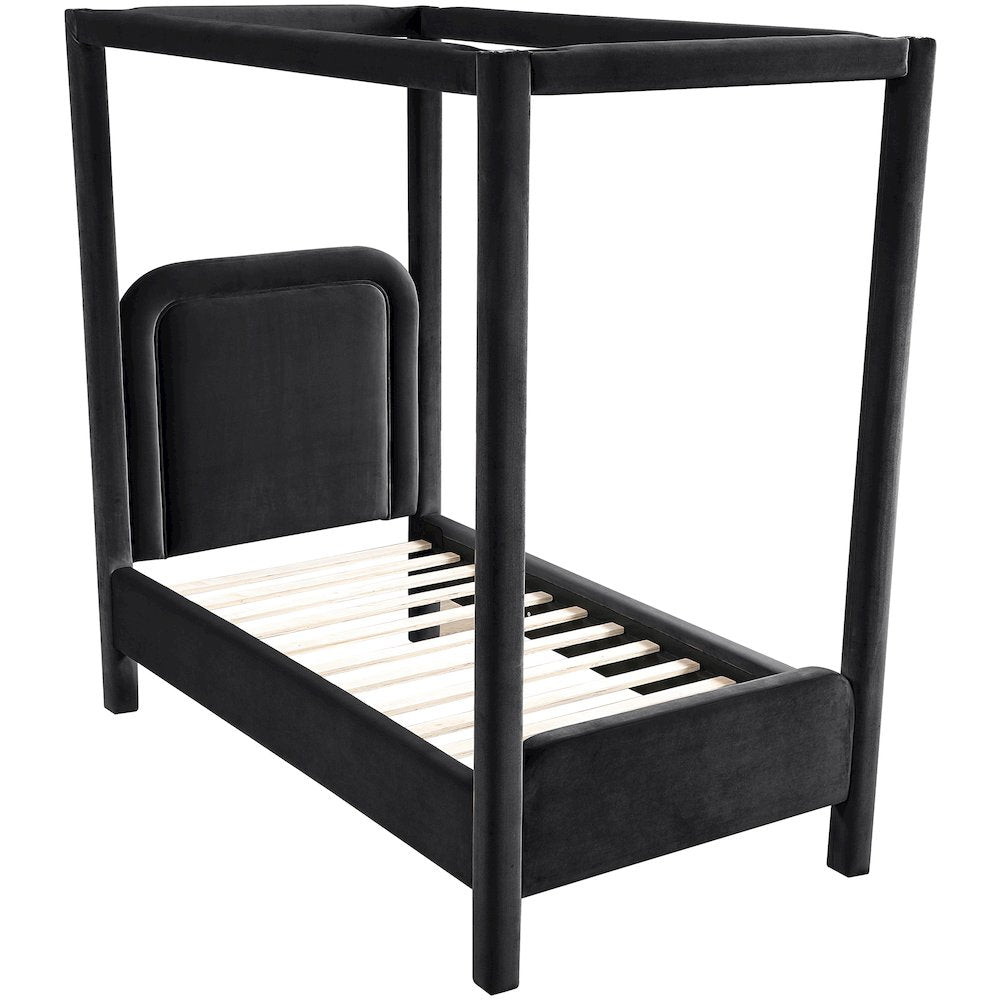 Salina Black Velvet Upholstered Twin Bed