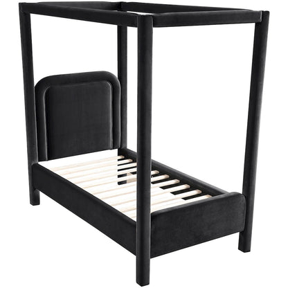 Salina Black Velvet Upholstered Twin Bed