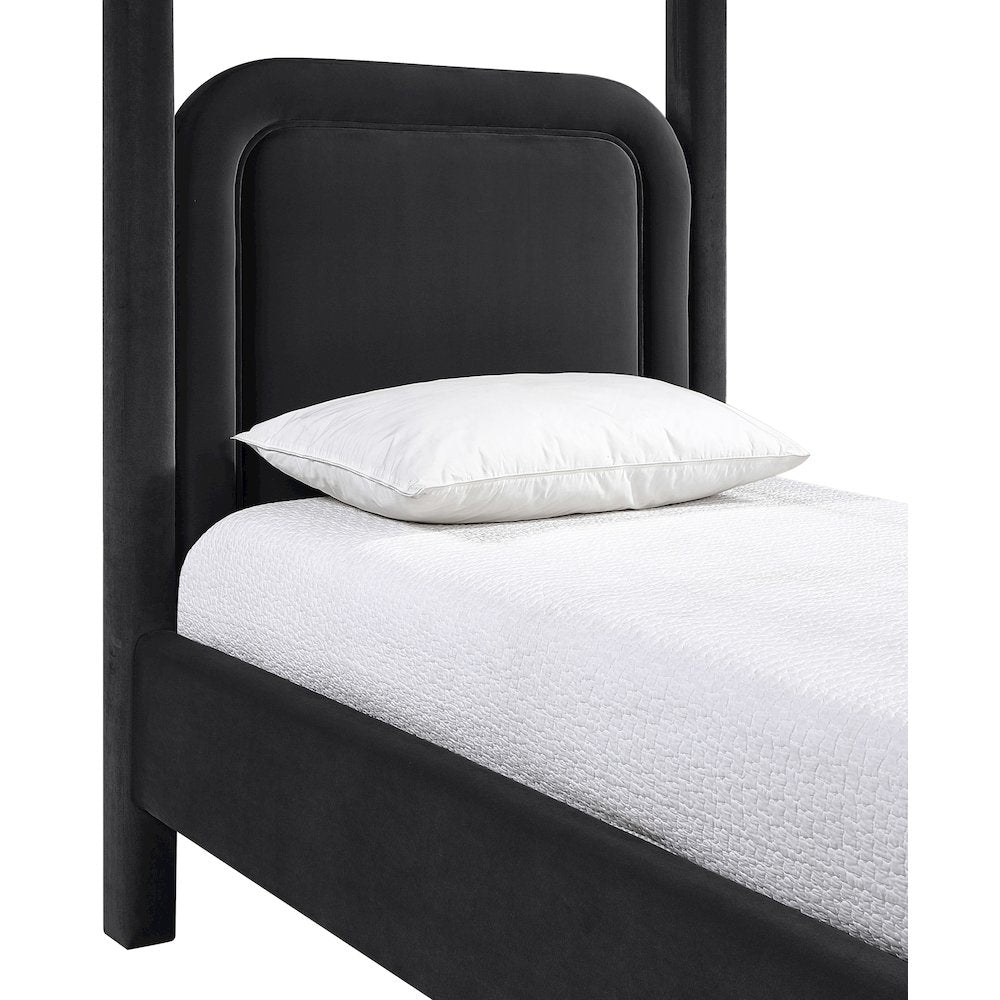 Salina Black Velvet Upholstered Twin Bed