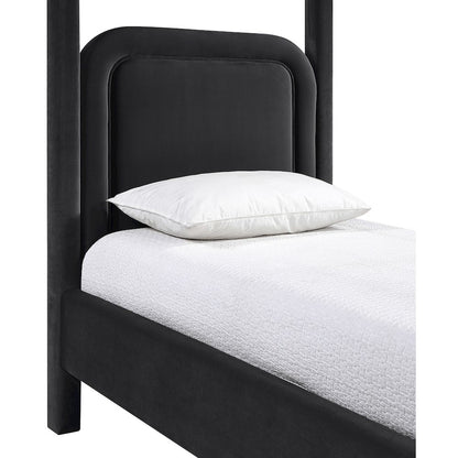 Salina Black Velvet Upholstered Twin Bed