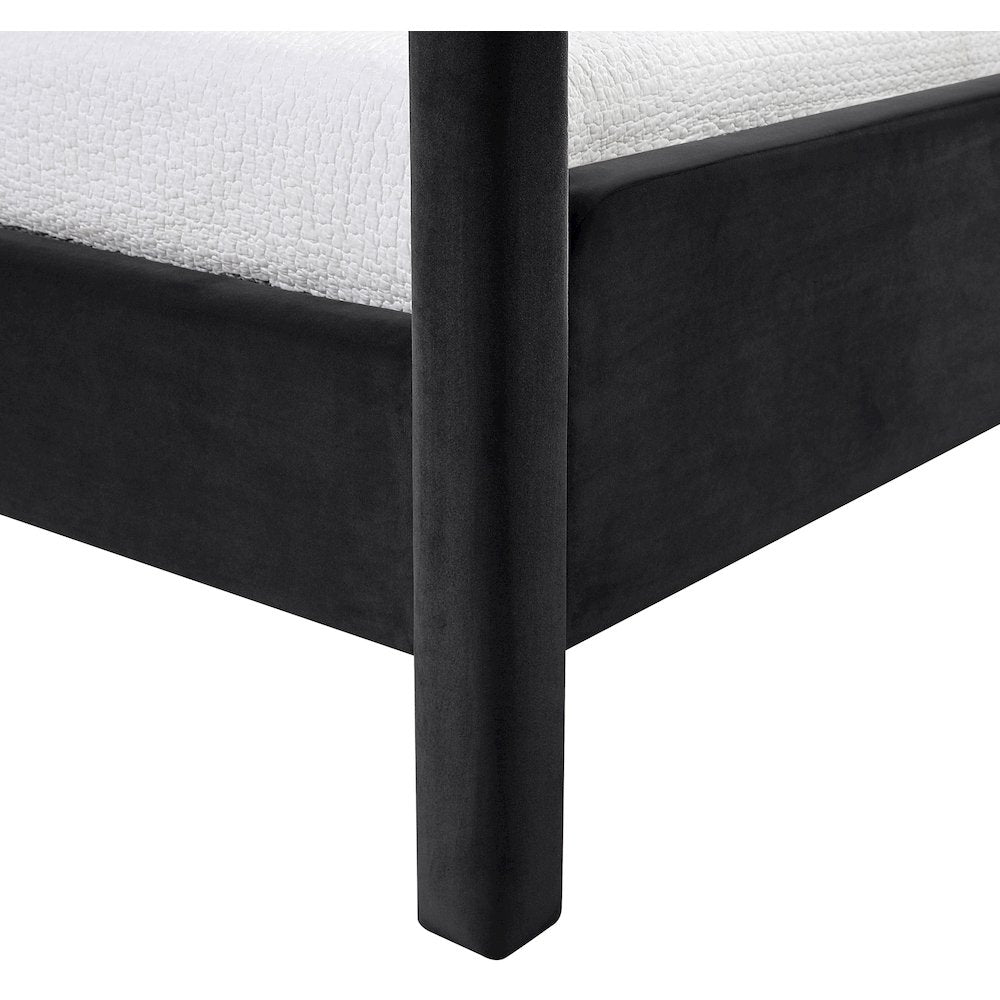 Salina Black Velvet Upholstered Twin Bed