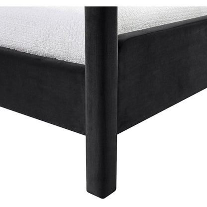 Salina Black Velvet Upholstered Twin Bed