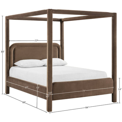Salina Brown Velvet Upholstered King Bed