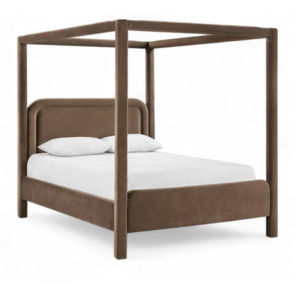 Salina Brown Velvet Upholstered King Bed