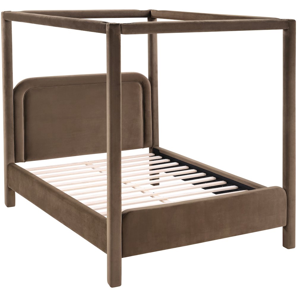 Salina Brown Velvet Upholstered King Bed