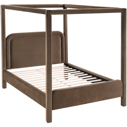Salina Brown Velvet Upholstered King Bed