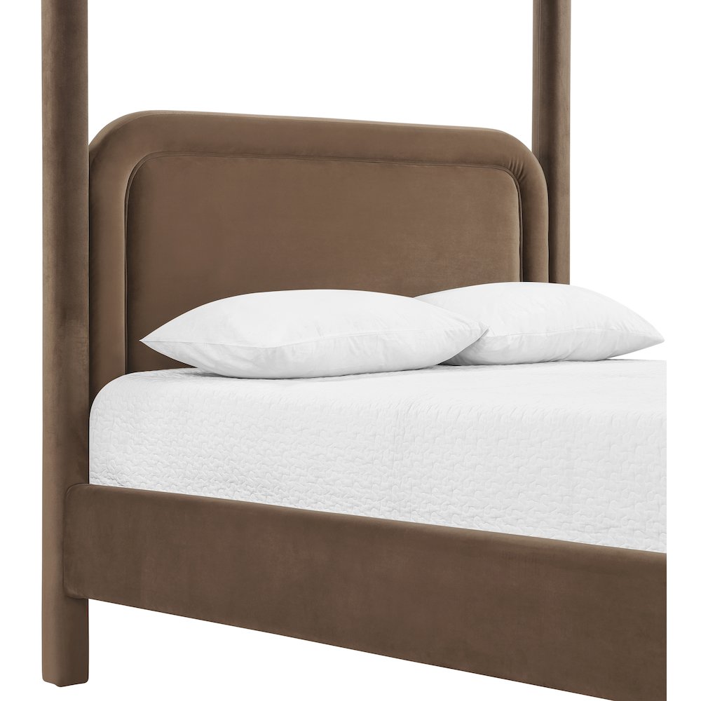 Salina Brown Velvet Upholstered King Bed