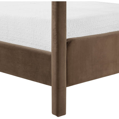 Salina Brown Velvet Upholstered King Bed