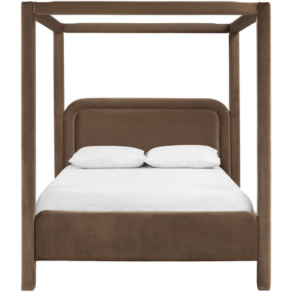 Salina Brown Velvet Upholstered Queen Bed