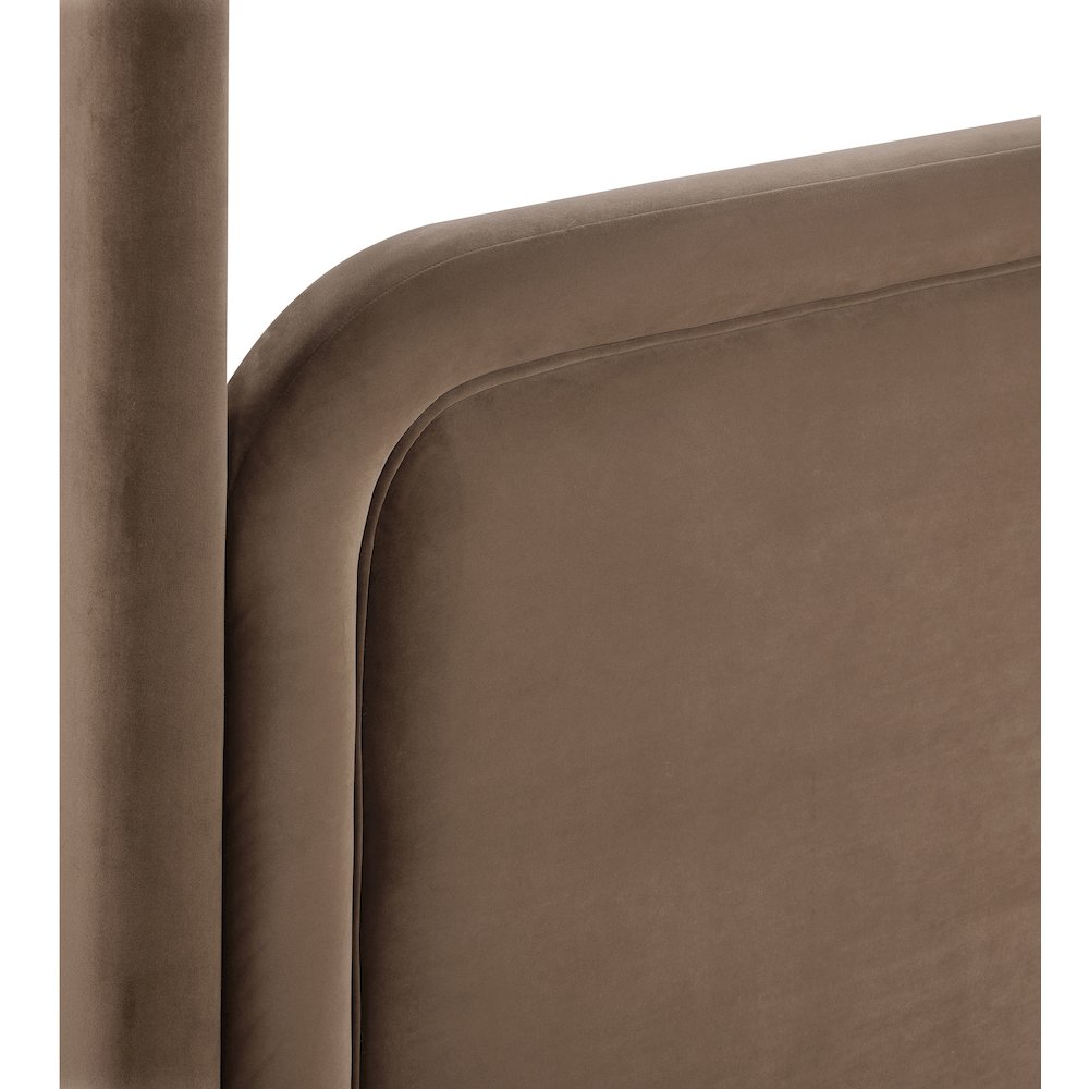 Salina Brown Velvet Upholstered Queen Bed