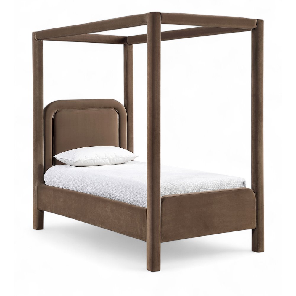 Salina Brown Velvet Upholstered Twin Bed