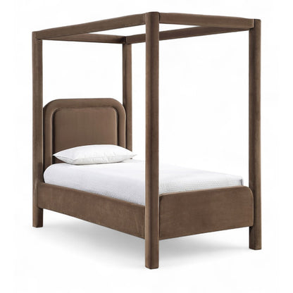 Salina Brown Velvet Upholstered Twin Bed