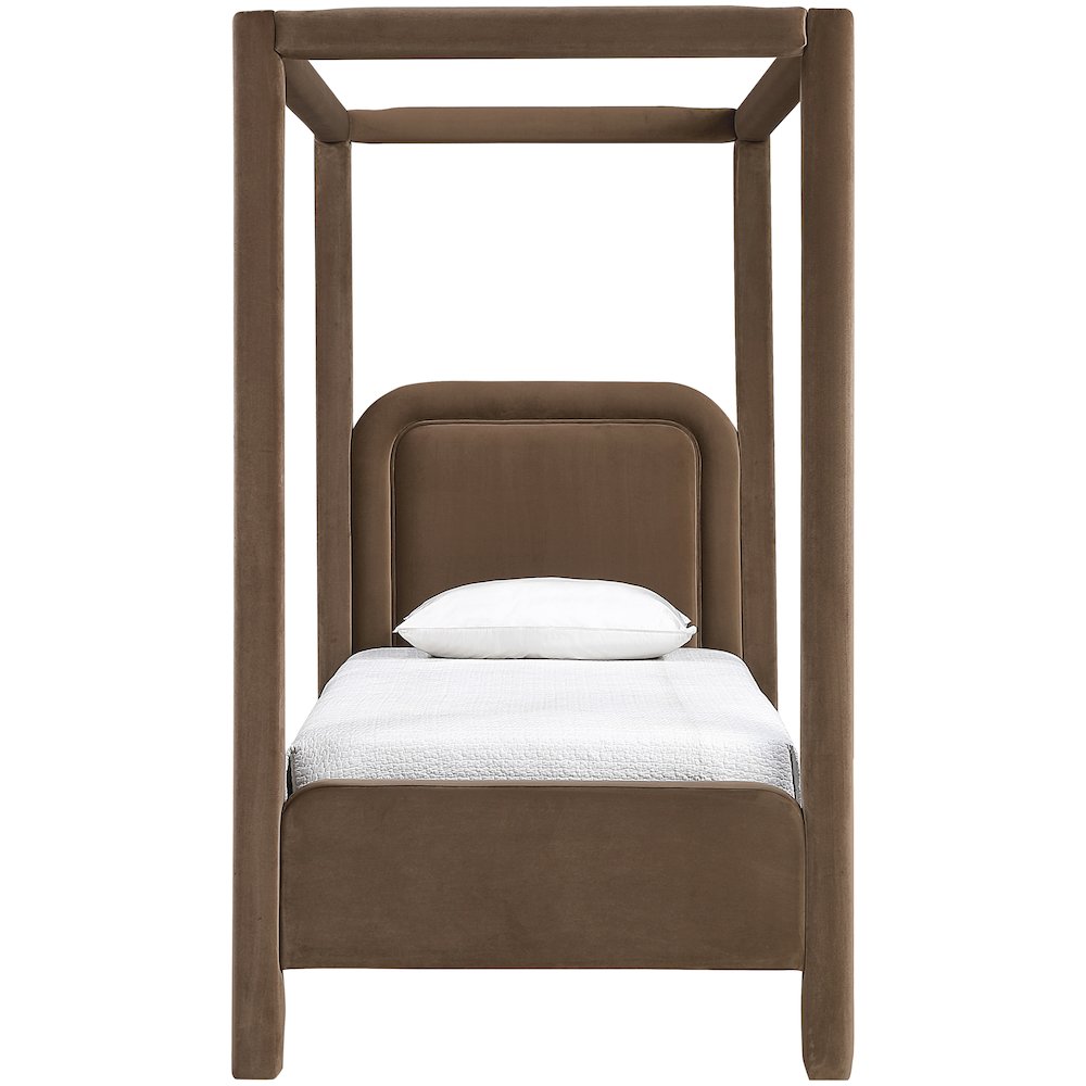 Salina Brown Velvet Upholstered Twin Bed
