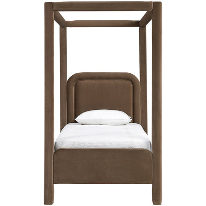 Salina Brown Velvet Upholstered Twin Bed
