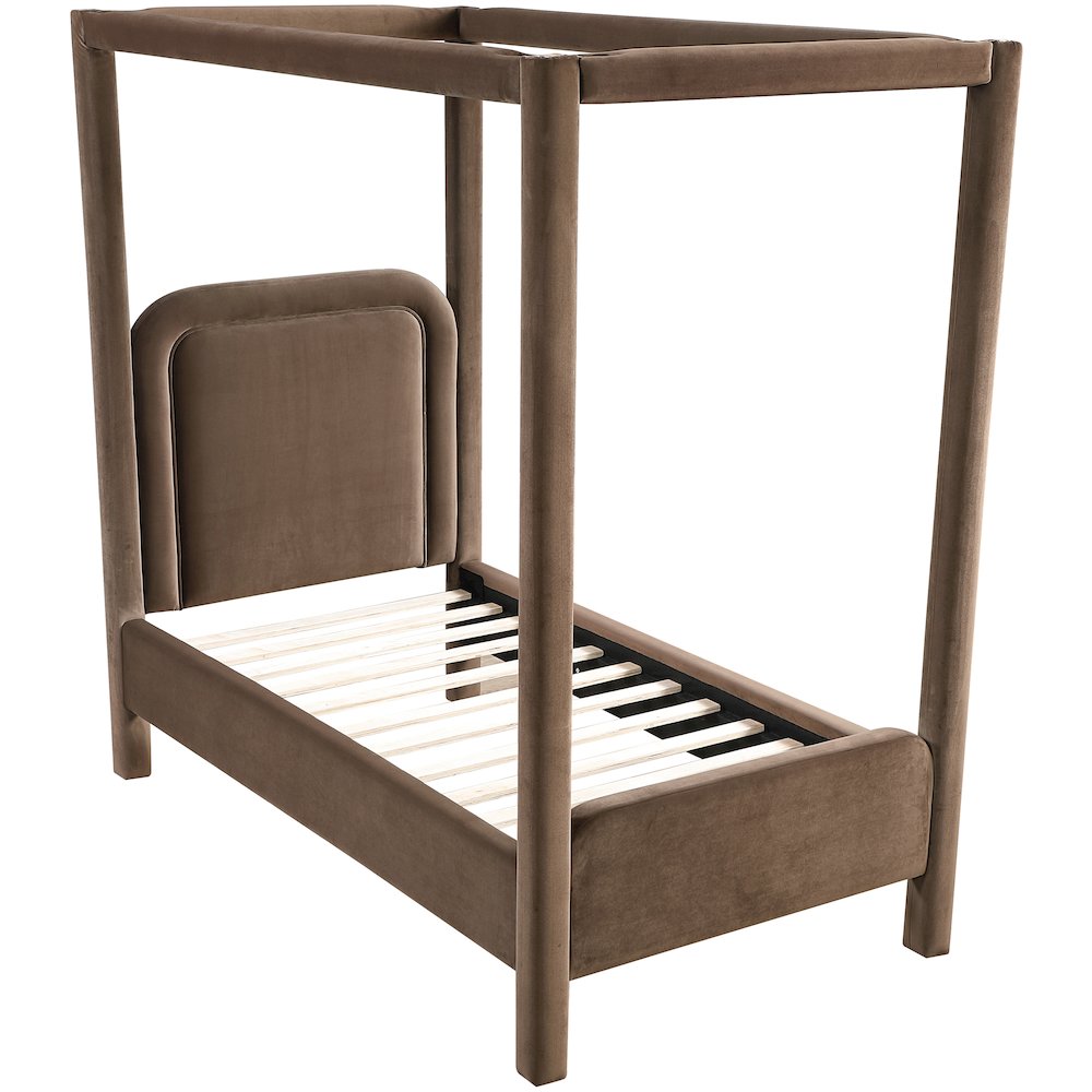 Salina Brown Velvet Upholstered Twin Bed
