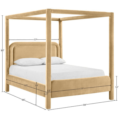 Salina Camel Velvet Upholstered King Bed