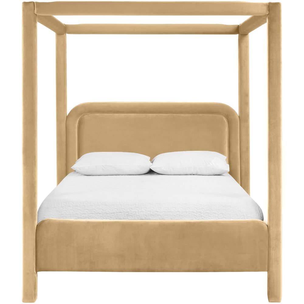 Salina Camel Velvet Upholstered King Bed