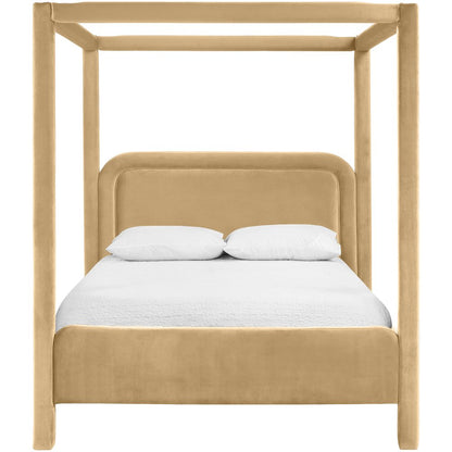 Salina Camel Velvet Upholstered Queen Bed