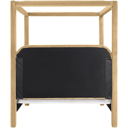 Salina Camel Velvet Upholstered Queen Bed