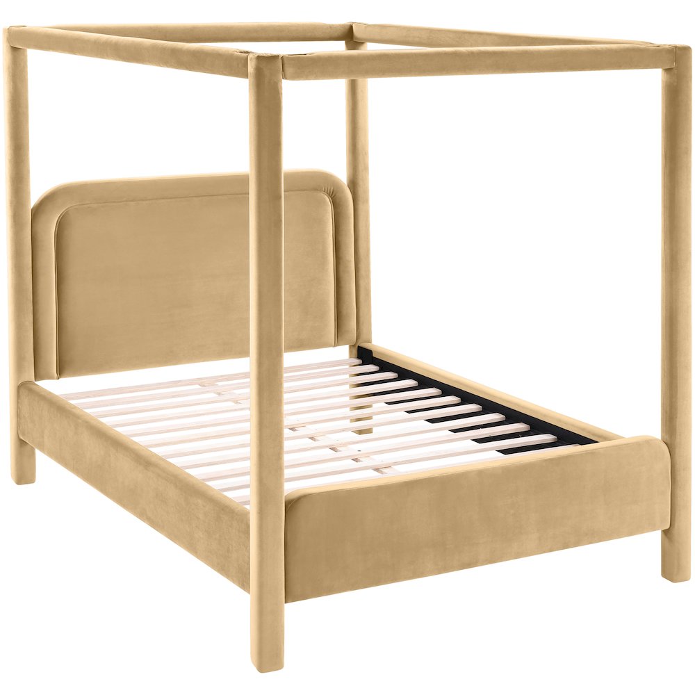 Salina Camel Velvet Upholstered Queen Bed