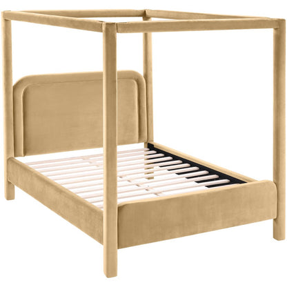 Salina Camel Velvet Upholstered Queen Bed