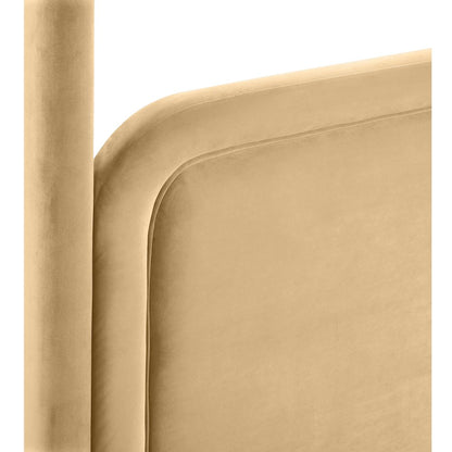 Salina Camel Velvet Upholstered Queen Bed