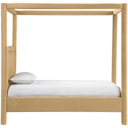 Salina Camel Velvet Upholstered Twin Bed