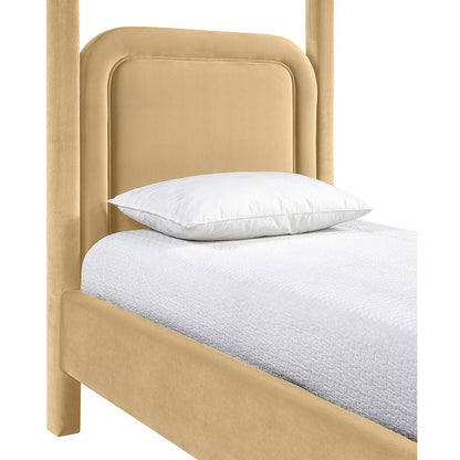 Salina Camel Velvet Upholstered Twin Bed