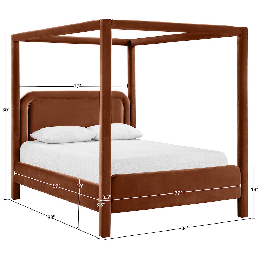 Salina Cognac Velvet Upholstered King Bed