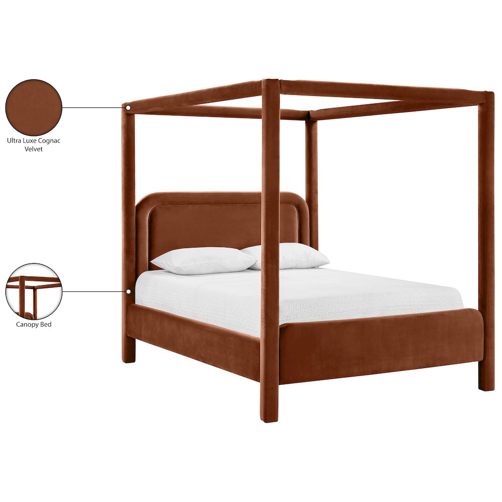 Salina Cognac Velvet Upholstered King Bed