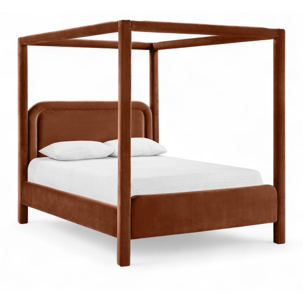 Salina Cognac Velvet Upholstered King Bed
