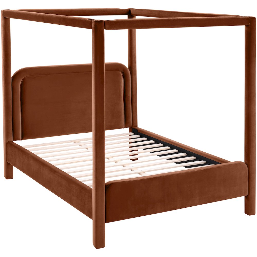 Salina Cognac Velvet Upholstered King Bed
