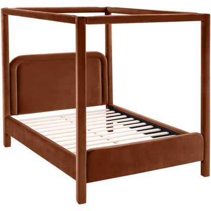 Salina Cognac Velvet Upholstered King Bed