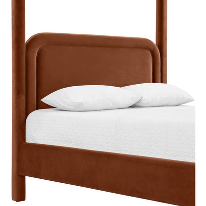 Salina Cognac Velvet Upholstered King Bed