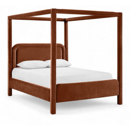 Salina Cognac Velvet Upholstered Queen Bed