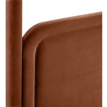 Salina Cognac Velvet Upholstered Queen Bed