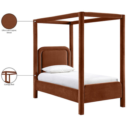 Salina Cognac Velvet Upholstered Twin Bed