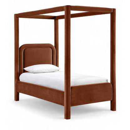 Salina Cognac Velvet Upholstered Twin Bed